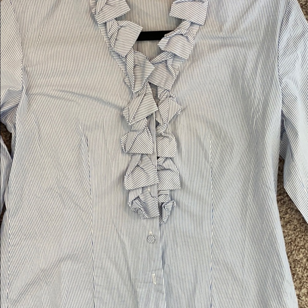 Talbots Blue Striped Button-Down Cotton Shirt - image 4